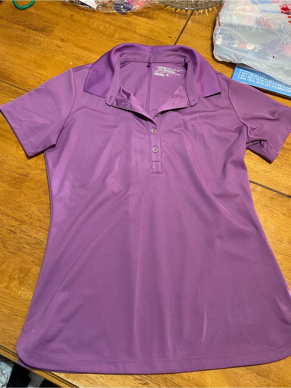 Nike Women's Purple Short-Sleeve Polo Button-Down Shirt